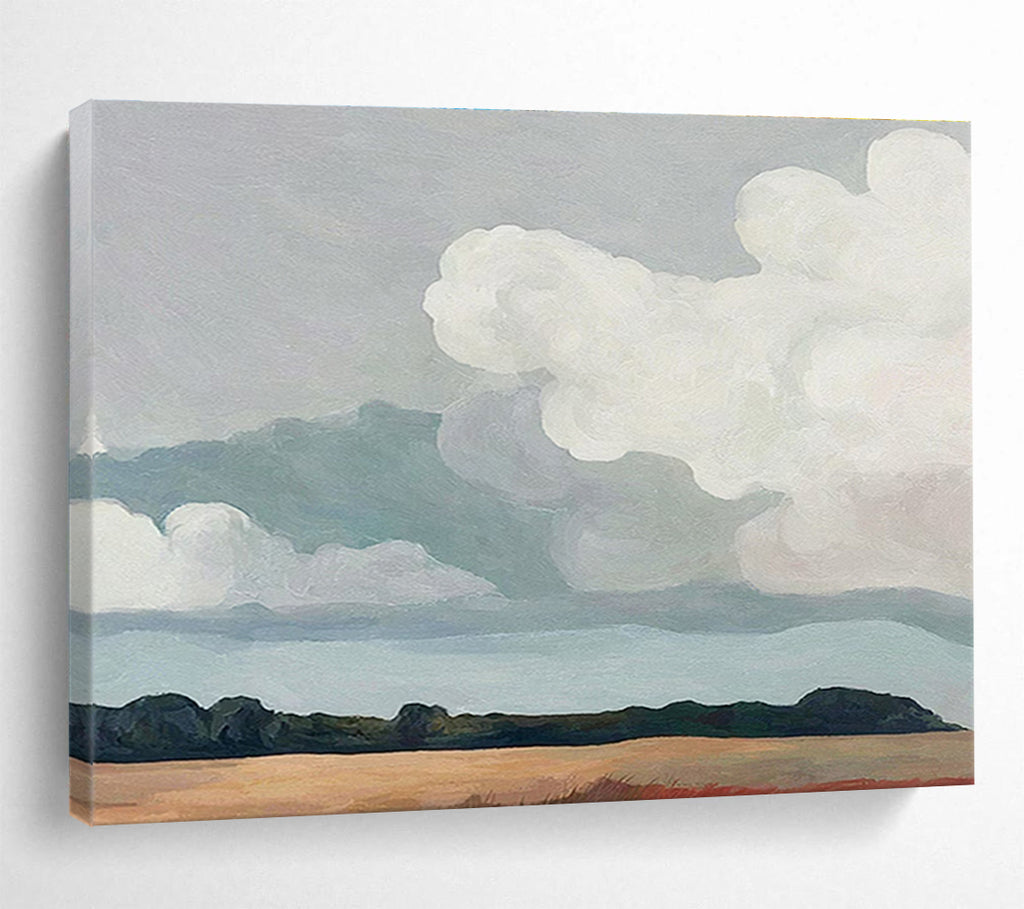 “Pastel Sky and Field” - Minimalist Oil Painting On Canvas DKS793