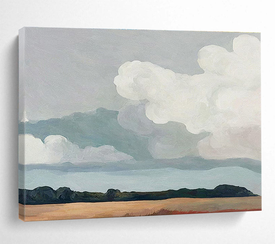 “Pastel Sky and Field” - Minimalist Oil Painting On Canvas DKS793