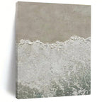 “Textured Beach Waves” - Beige, White, Blue Abstract Seascape Painting On Canvas PS0678