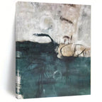 “Teal - Grey Abstract Water Forms” - Moody Abstract Painting On Canvas PS0324
