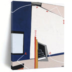 “Blue - White Geometric Abstraction” - Architectural Abstract Painting On Canvas PT1106