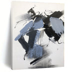 “Black - Gray - Blue Dynamic Shapes” - Black, Gray, Blue Abstract Painting On Canvas PS0498