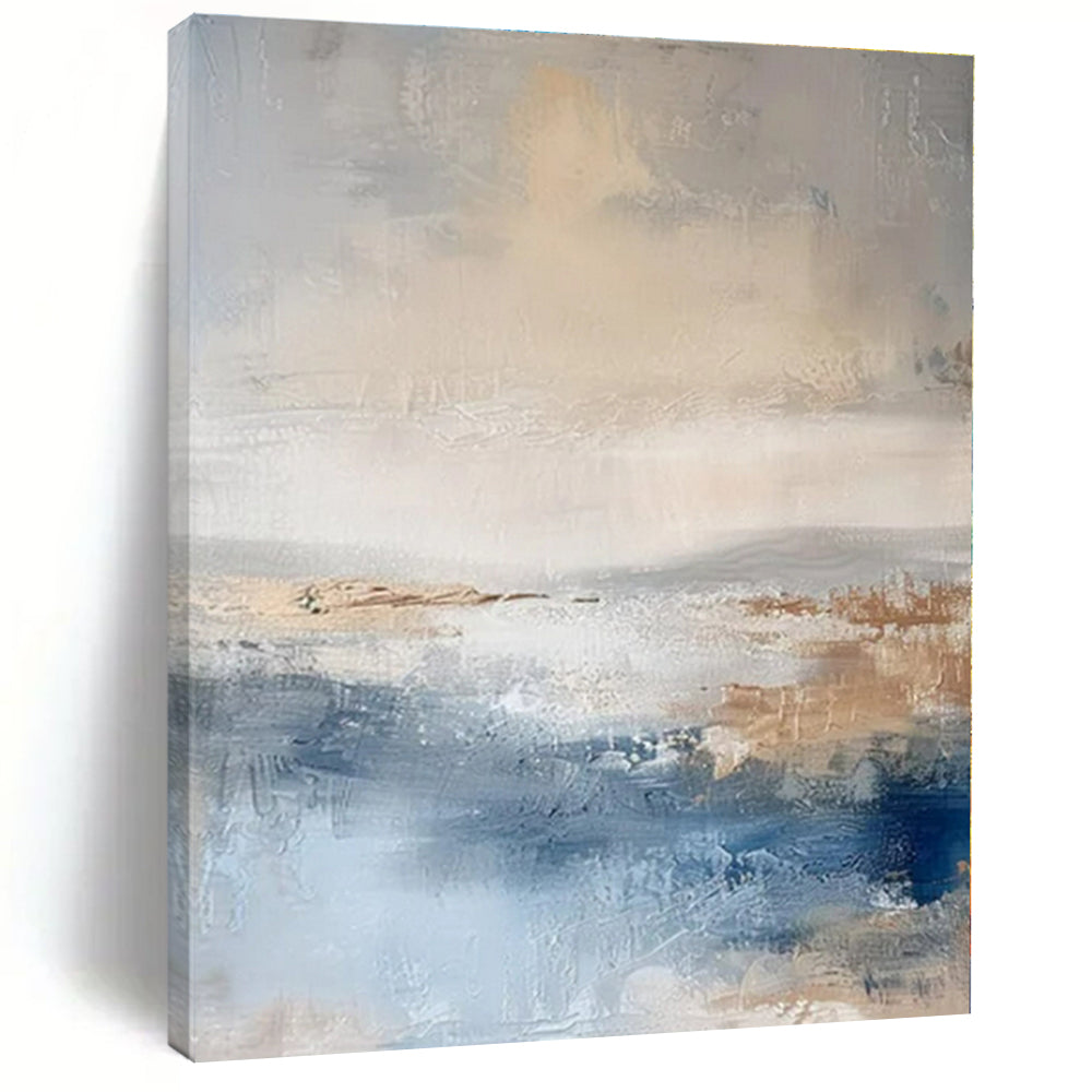 Beige, Blue, Brown with Abstract Horizons "Abstract Horizons" Abstract Painting On Canvas PS1340