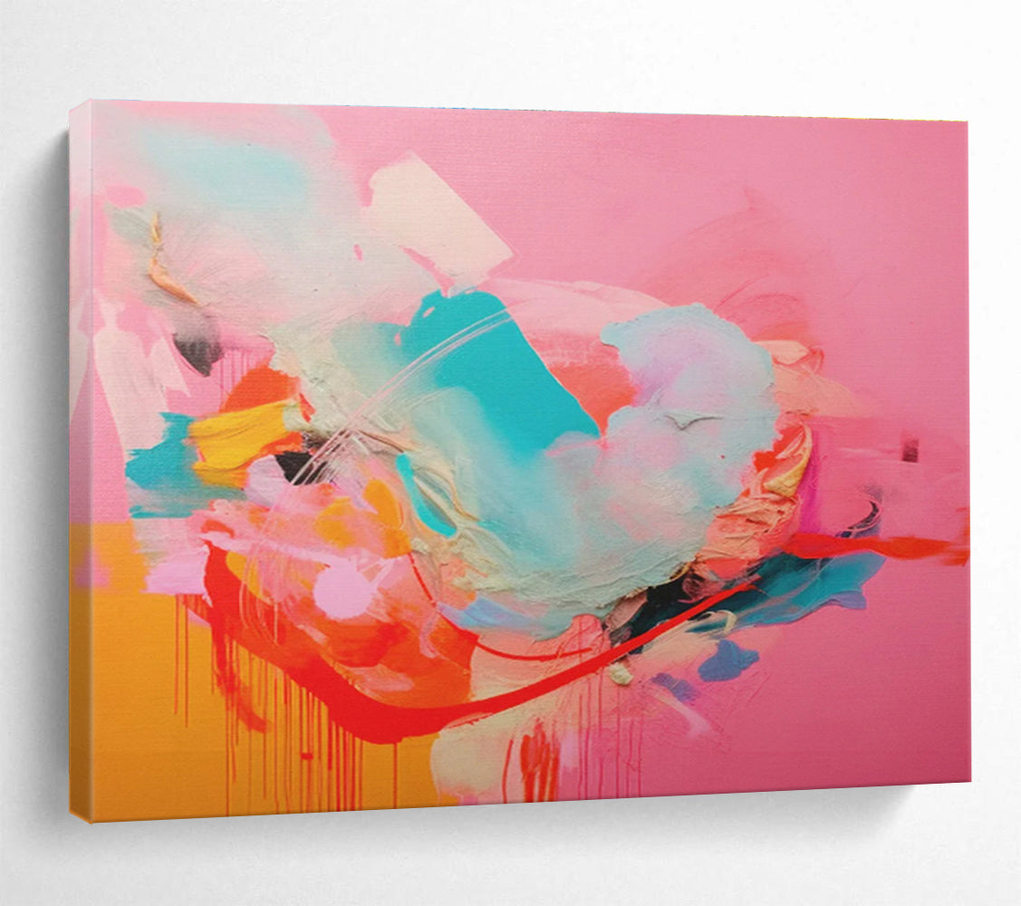 “Pink - Dominant Color Burst” - Vibrant Abstract Painting On Canvas DKS502