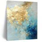 Blue and Gold Fusion, "Aurora Azure" – Abstract Landscape Painting On Canvas PS1025