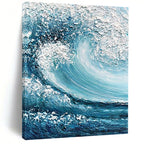 “Blue and White Crashing Wave” - Realistic Ocean Wave Painting On Canvas DS322