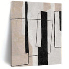 Beige, White and Black Geometric "Urban Structure" Architectural Abstract Painting On Canvas PS1103