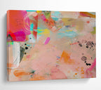 Pink - Toned Abstract with Splashes Painting On Canvas DKS079