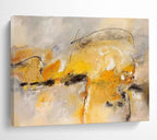 “Yellow - Gray Abstract” - Dynamic Abstract Painting On Canvas DKS431