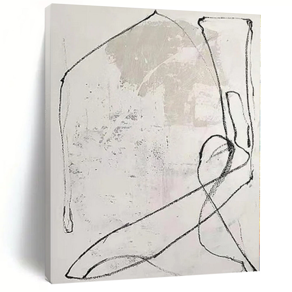 “Black - White Line Abstract” - Subtle Abstract Painting On Canvas PS0163