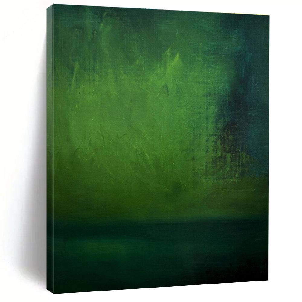 “Deep Green Mystery” - Dark Green, Teal Abstract Ethereal Painting On Canvas PS0628