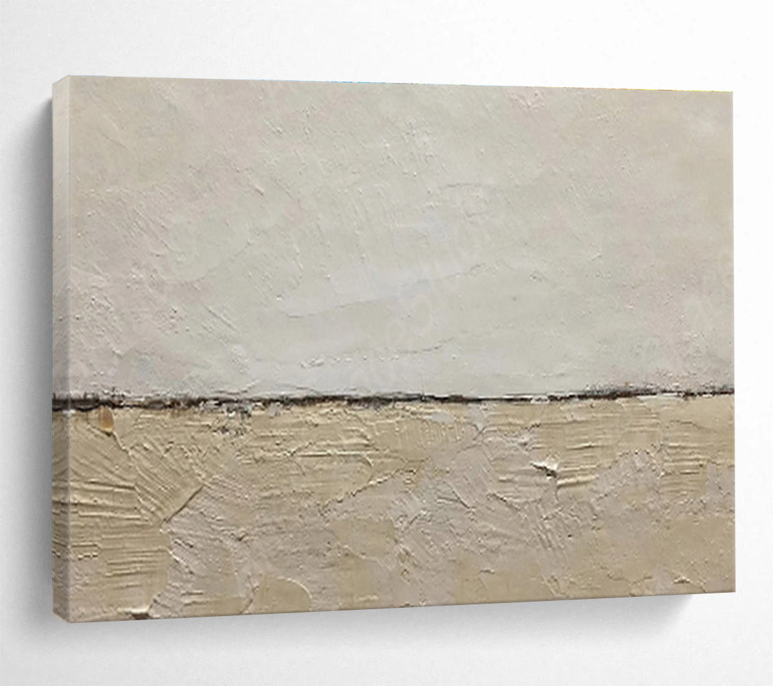 “Textured Neutral Divide” - Abstract Minimalist Painting On Canvas DKS452