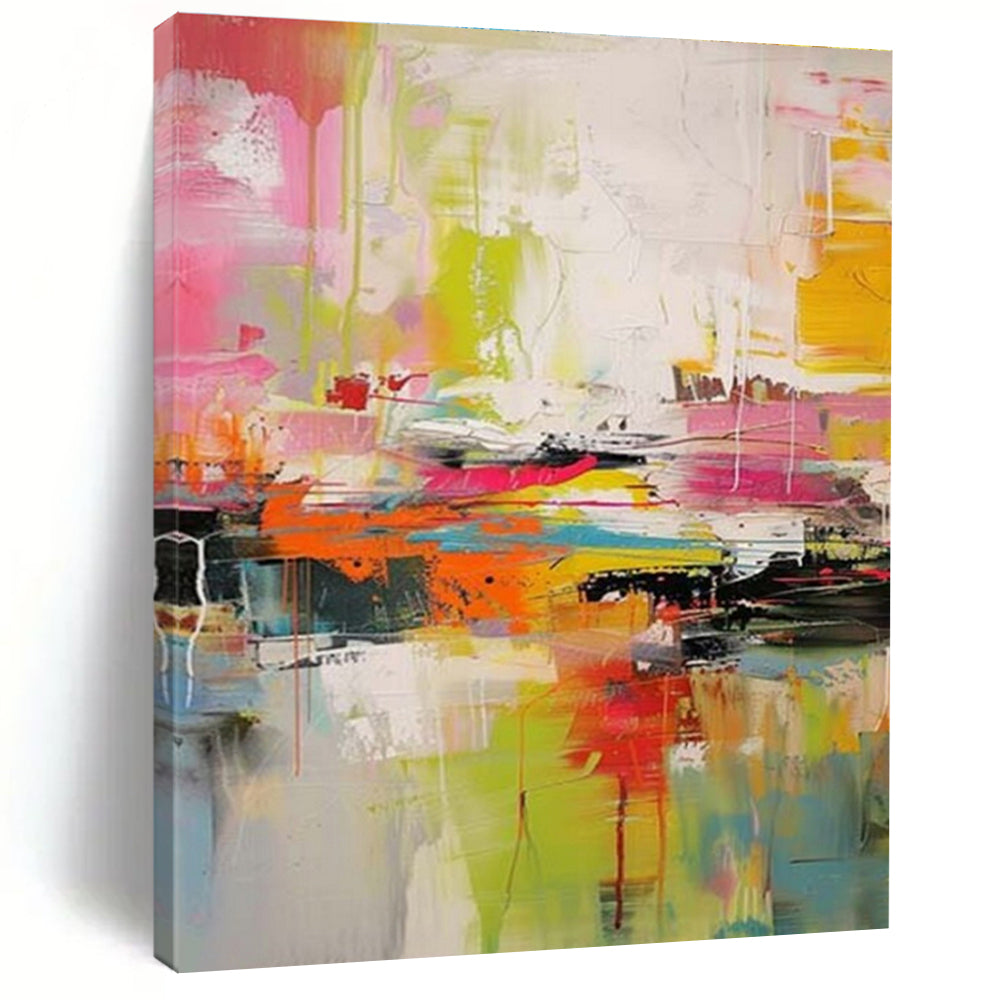 “Rainbow Abstract Energy” - Multicolor Abstract Expressionist Painting On Canvas PS0697