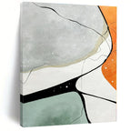 Minimalist Color Block Lines - Simple Shapes with Black Lines Painting On Canvas PS1233