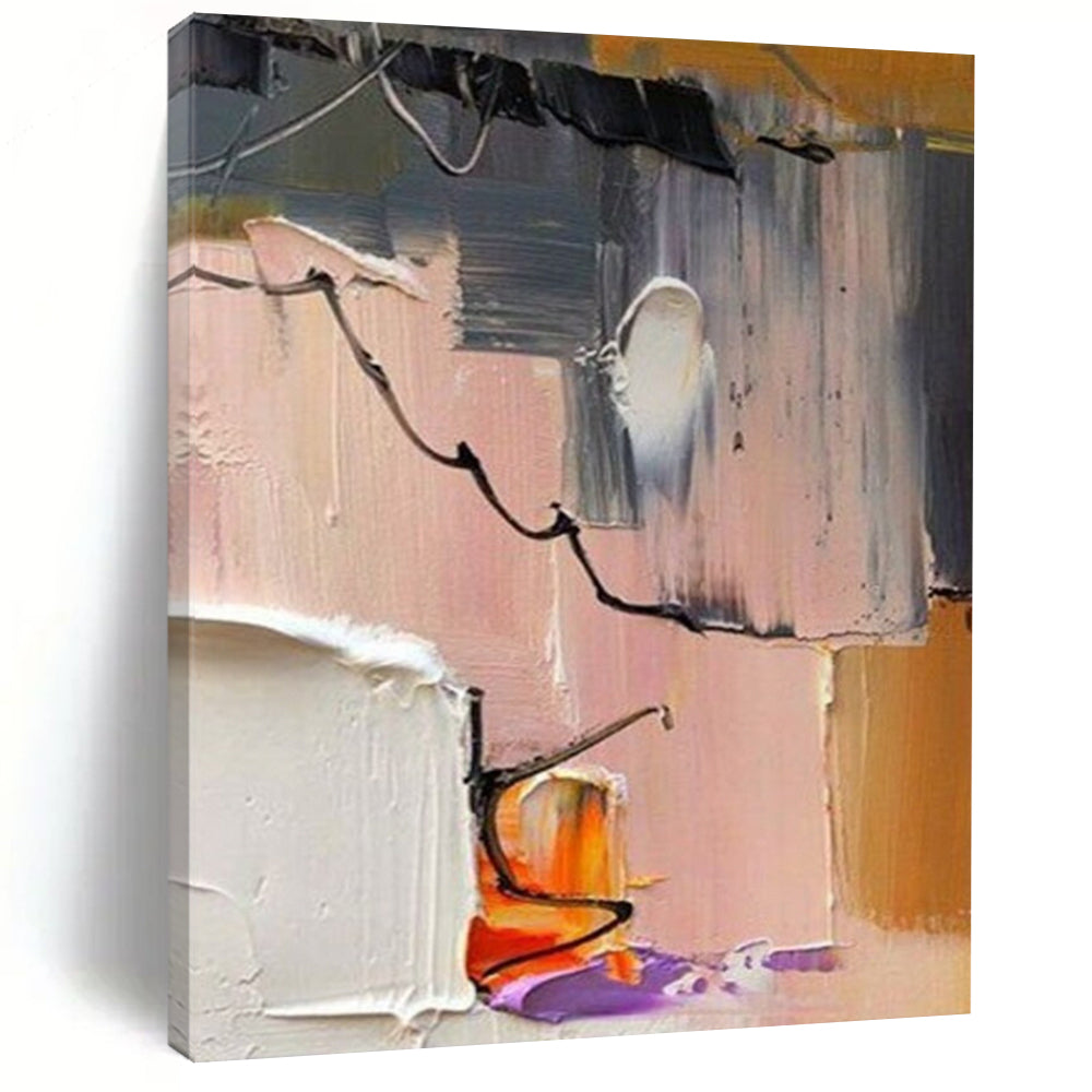 “Pastel Abstract Fusion - Soft Shapes & Delicate Lines” Painting On Canvas DS270