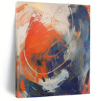 “Orange - Blue - White Abstract Swirling Forms” Painting On Canvas PS0843
