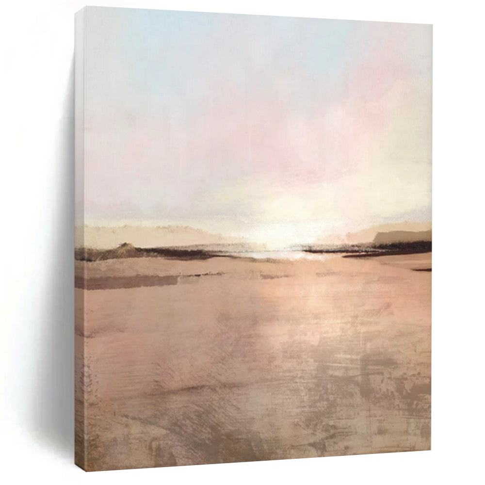 “Pink - Beige Sunset” - Impressionistic Landscape Painting On Canvas PT2314
