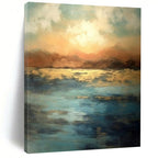 Landscape - Inspired, "Golden Horizon" – Abstract Landscape Painting On Canvas PS1028