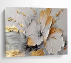 Gilded Bloom - Textured Floral Acrylic Painting, Suited for Dining Room & Entryway DKS677
