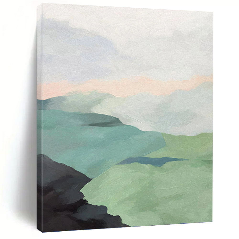 “Pastel Mountain Landscape” - Minimalist - Inspired Landscape Painting On Canvas PT1445