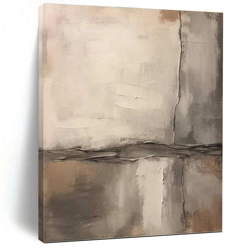“Neutral Grid Textures” - Neutral Tones Abstract Minimalist Painting On Canvas PS0711
