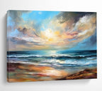 “Seaside Sunset Glow” - Oil Painting, Seascape PT1595