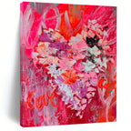 Pink, Purple, White with Floral and “Love” Motifs "Blush Love Bouquet" Romantic Painting On Canvas PS1197
