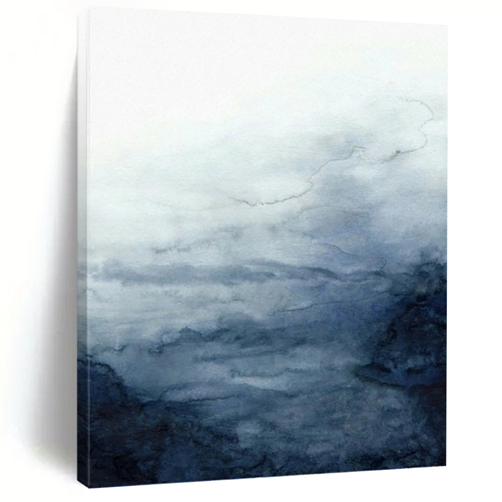“Soft Blue - Grey Clouds: Watercolor Abstract” - Ethereal Sky Painting On Canvas PT0939
