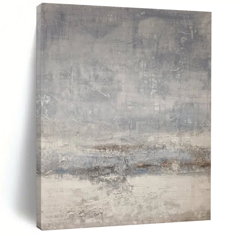Gray Textured Landscape Hints Minimalist Abstract Painting On Canvas DS058