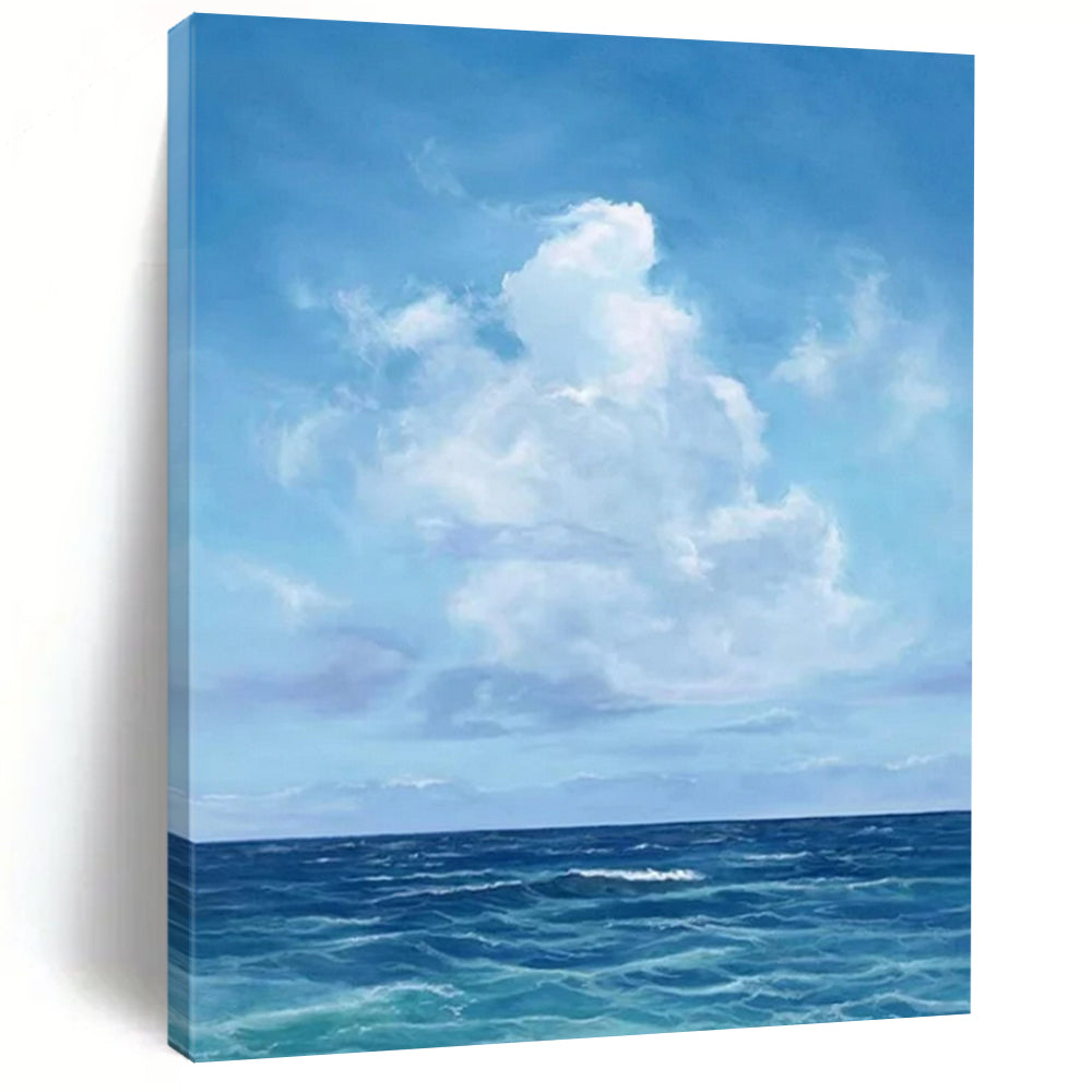 “Blue Sky and Ocean” - Realist Seascape Painting On Canvas PT2298