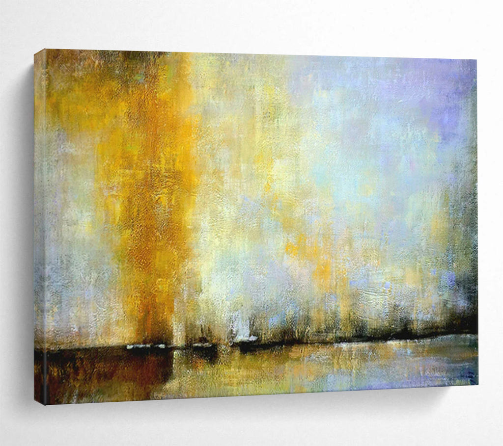 “Golden - Purple Abstract Horizon” - Impressionistic Landscape Painting On Canvas PT1586