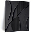 “Black Modern Curves” - Black, Textured Abstract Shapes Painting On Canvas PT1465