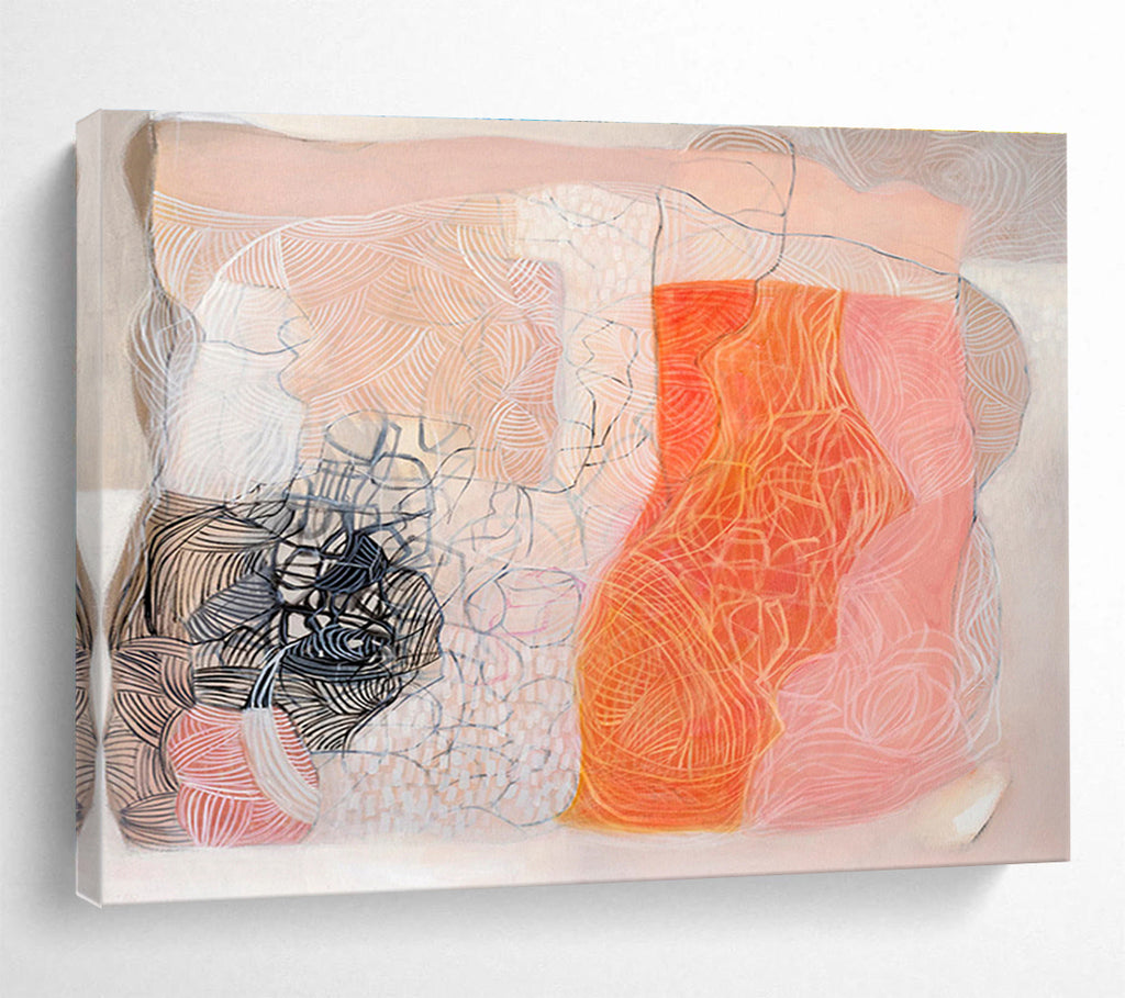 Pastel & Black Abstract Fusion Painting On Canvas DKS052