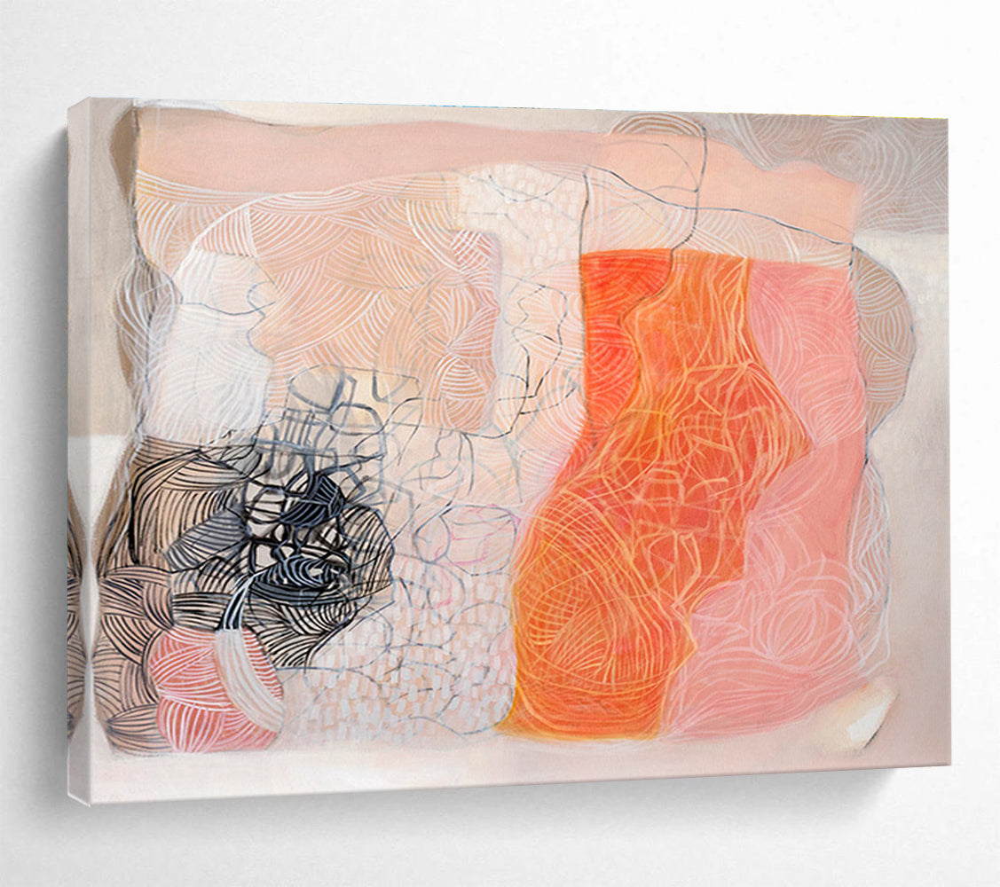 Pastel & Black Abstract Fusion Painting On Canvas DKS052