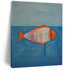 Collage Fish, "Rainbow Fish Collage" – Mixed - Media Fish Painting On Canvas PS0876