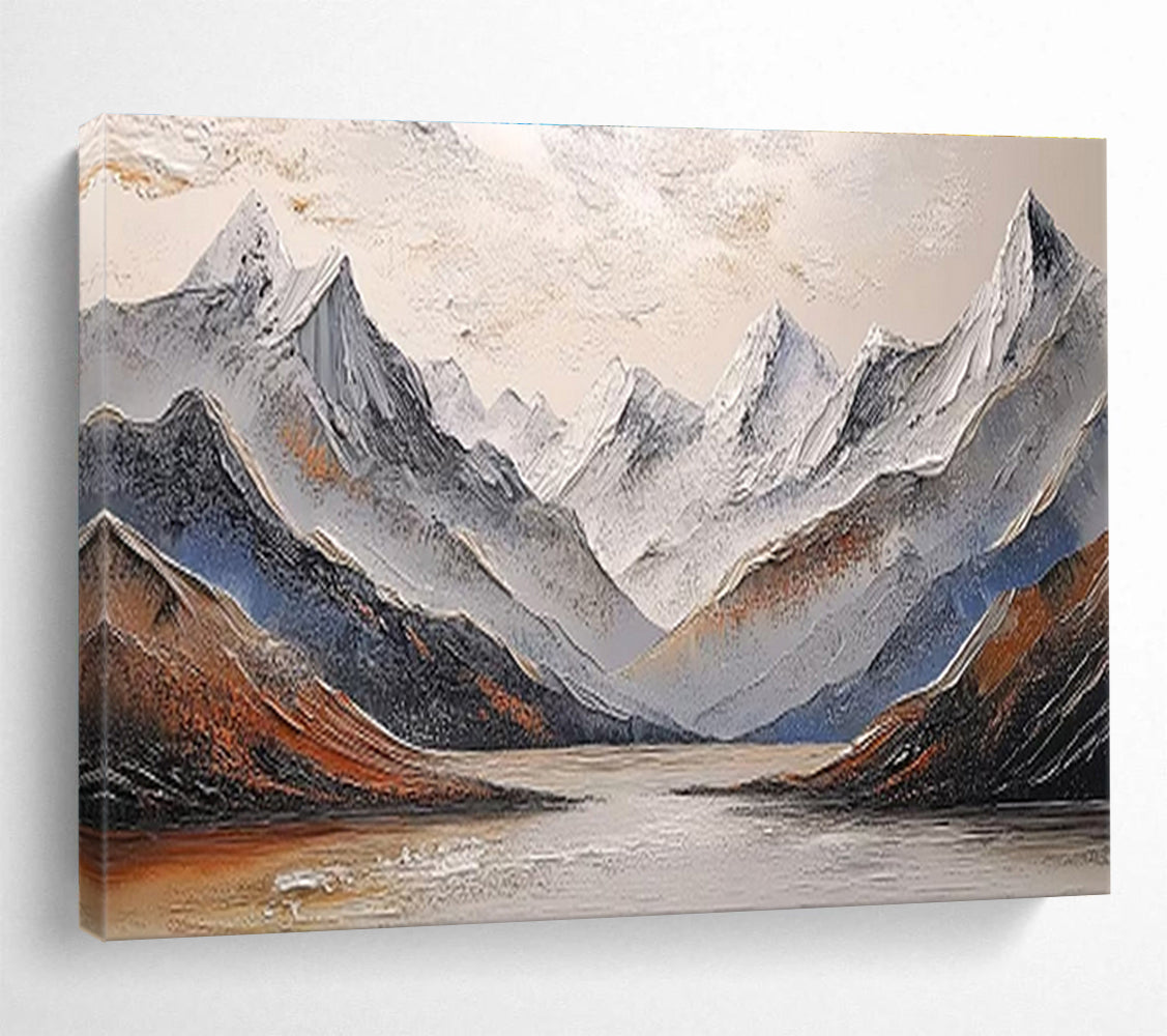 “Textured Alpine Landscape” - Impasto Mountain Painting On Canvas DKS456