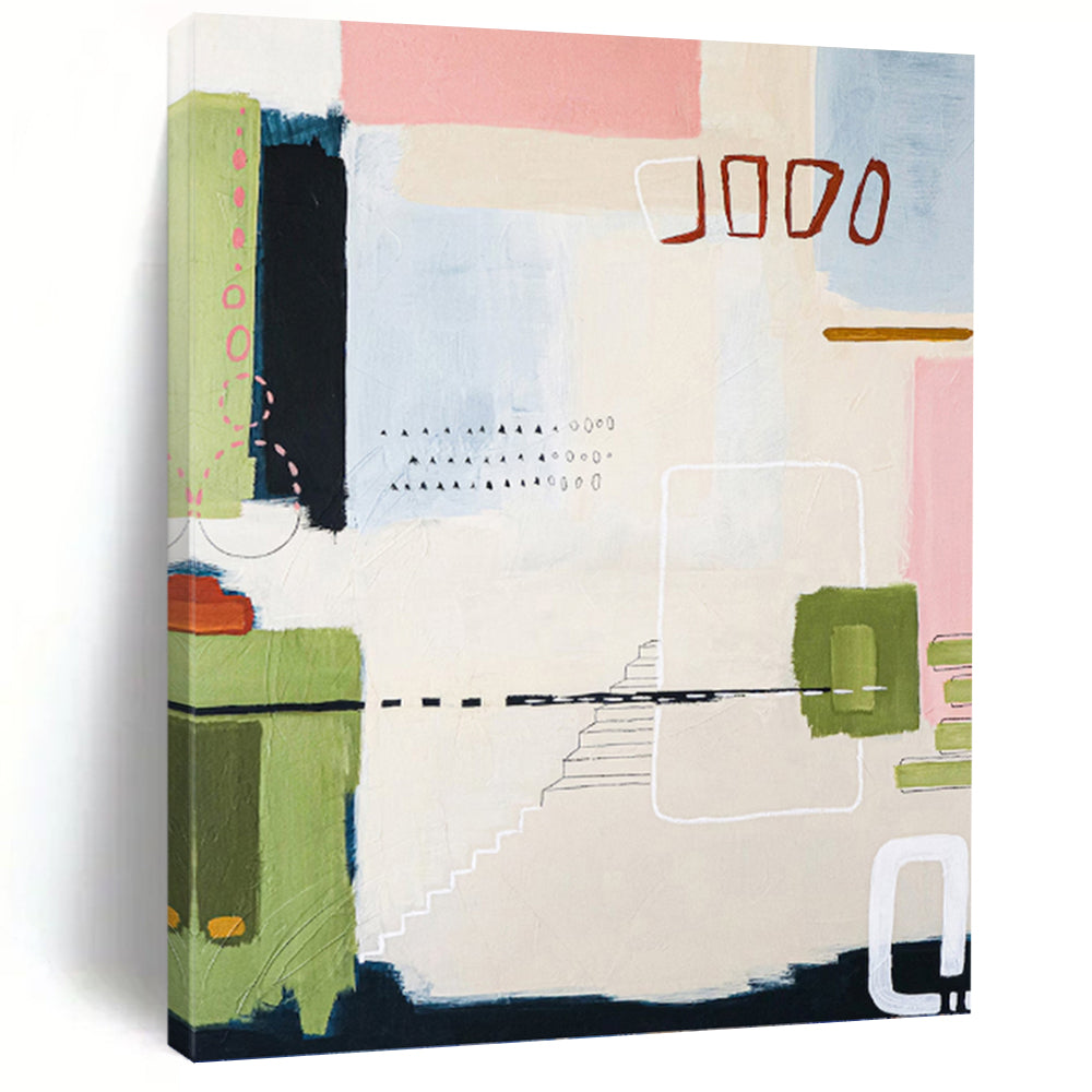 “Pastel - Colored Abstract Composition” - Soft Abstract Painting On Canvas PT1109