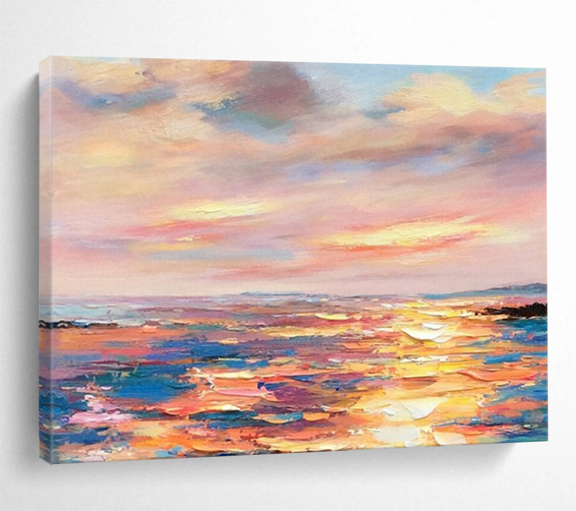 “Pastel Sunset Seascape” - Impressionist Landscape - Painting On Canvas PT1736
