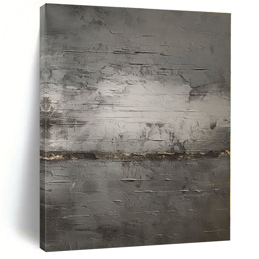 Gray with Textured Layers "Industrial Echo" Abstract Painting On Canvas PS1365