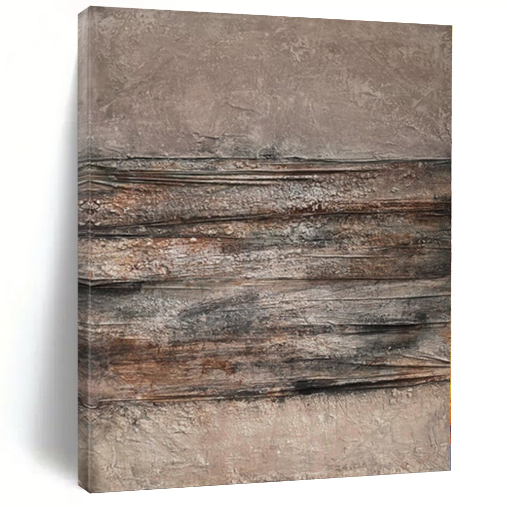 “Brown - Gray Textured Abstract” - Industrial Abstract Painting On Canvas PS0118