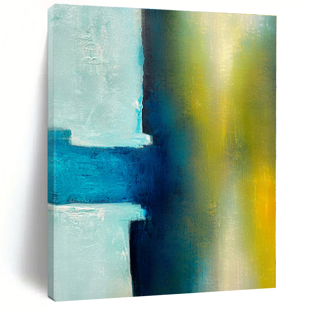 Blue and Green Abstract Fusion - Soft Color Block Abstract Painting On Canvas PS1238