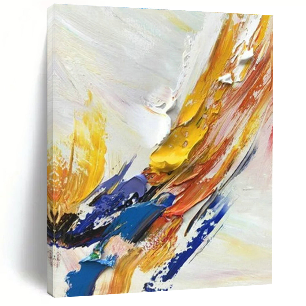 “Colorful Impasto Swirl” - Multicolor, White Abstract Impasto Painting PS0605