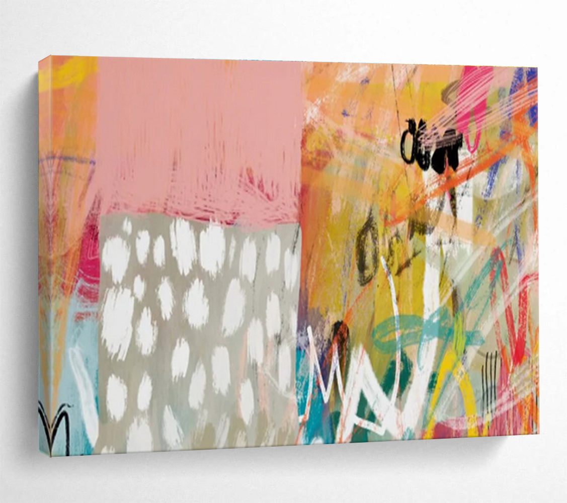 “Playful Pink - Orange Abstract” Abstract Painting On Canvas DKS198