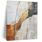 White, Gray, Gold, and Brown Textured "Cracked Elegance" Abstract Textured Painting On Canvas PS1046