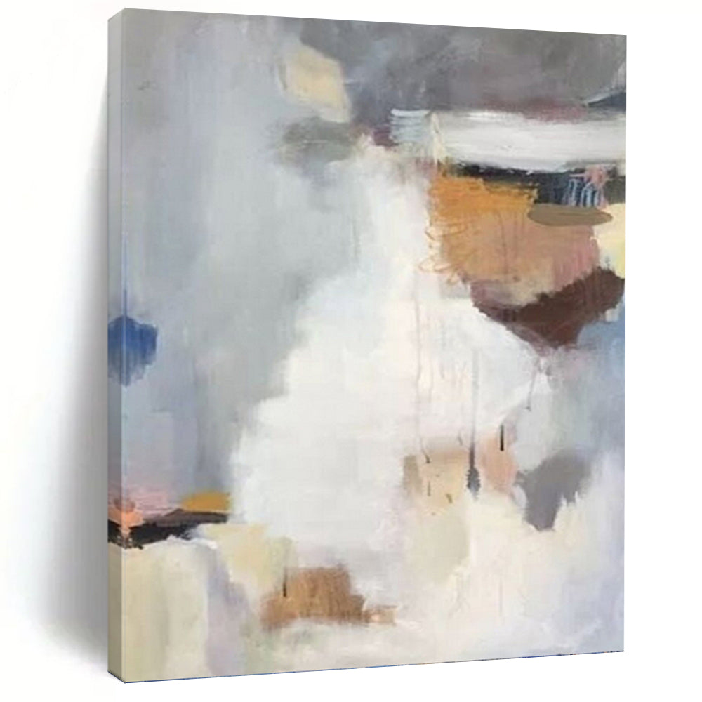 “Soft Hues Mix: Grey, White, and Earth Tones Abstract” - Minimalist Abstract Painting On Canvas PT0956