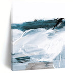 “Blue & White Abstract Waves” - Fluid Forms with Textured Layers Painting On Canvas DS219