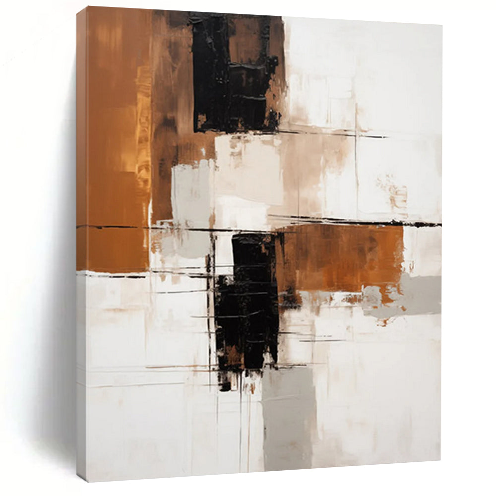 “Brown & Black Geometry” - Subtle Tonal Abstract Composition Painting On Canvas DS129