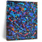 “Colorful Splatter Explosion” - Blue, Red, Yellow Abstract Painting On Canvas PS0466