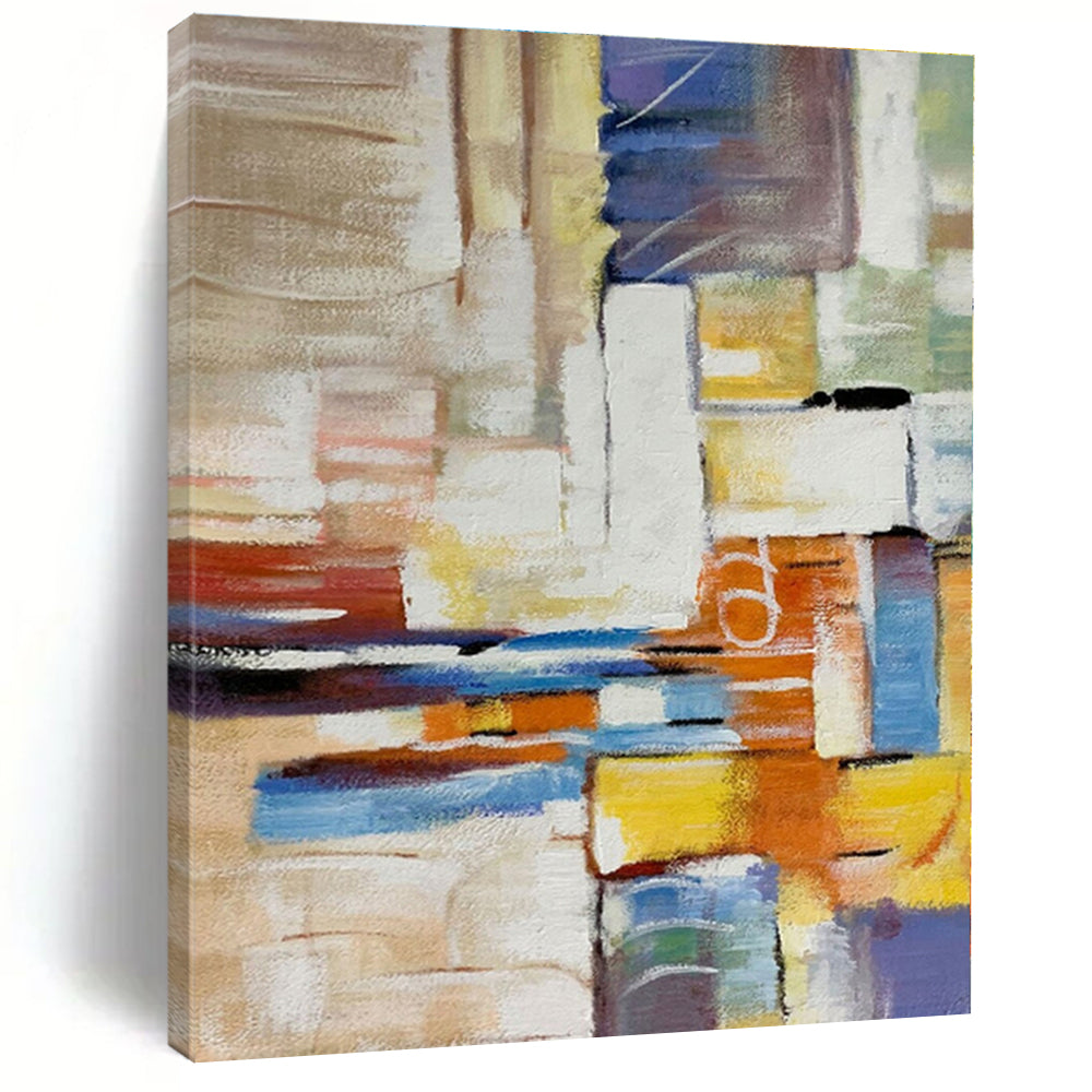 “Colorful Cubist Abstraction” - Multicolor Abstract Painting On Canvas PS0477