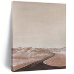 “Desert Road Journey” - Beige, Brown, Black Abstract Landscape Painting On Canvas PS0665
